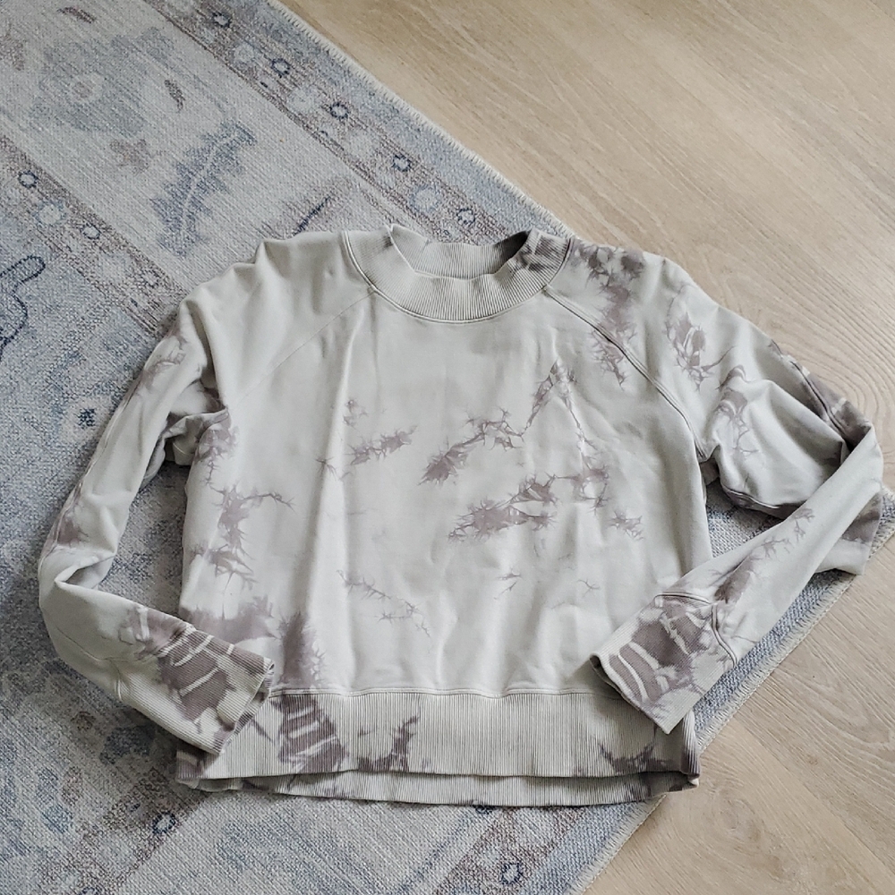 Lululemon Ready to Roll Crew Sweatshirt Gray "Shibori" tie-dye pattern SzS